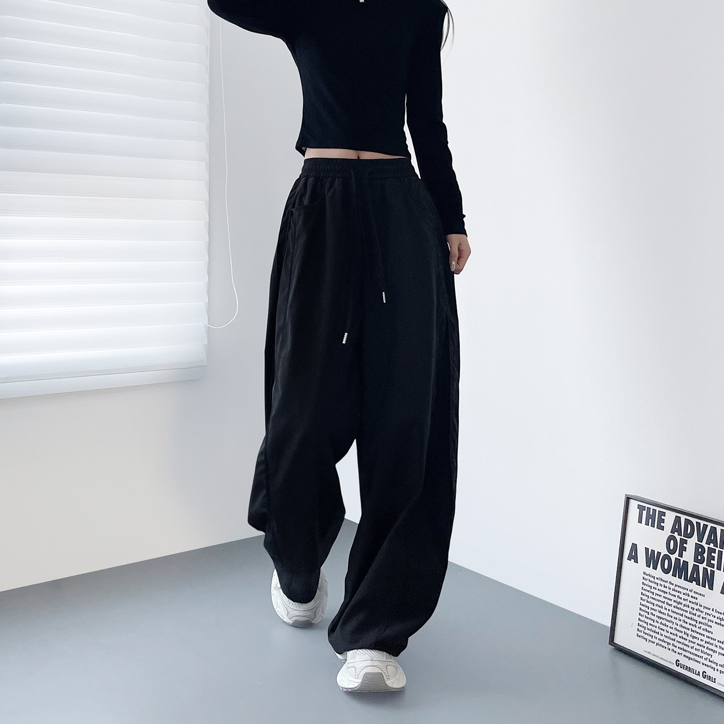 大码显瘦宽松阔腿裤女春季新款胖mm梨形身材运动休闲通勤直筒长裤,淘宝优惠券,粉丝福利购,淘宝优惠卷