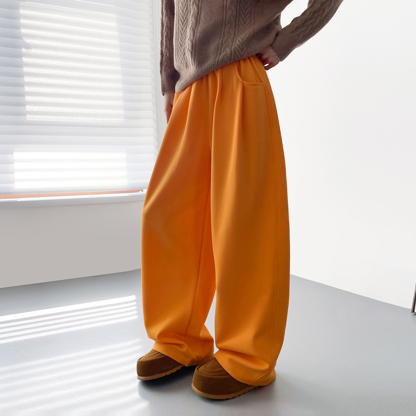 高腰宽松显瘦加绒阔腿裤冬季新款大码胖mm慵懒风松弛感藏肉运动裤,淘宝优惠券,粉丝福利购,淘宝优惠卷