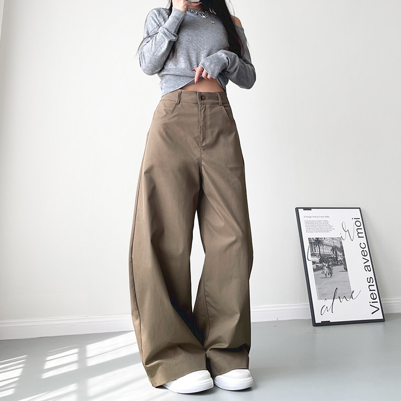 早秋高腰遮肉西装裤女梨型身材宽松显瘦胖mm松弛感休闲阔腿弯刀裤,淘宝优惠券,粉丝福利购,淘宝优惠卷