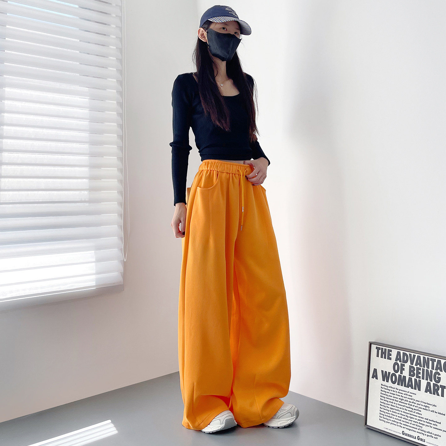 大码秋季新款宽松显瘦阔腿裤女梨形身材胖mm慵懒风垂感运动拖地裤,淘宝优惠券,粉丝福利购,淘宝优惠卷