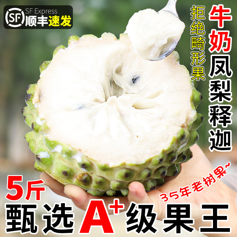 顺丰现货 5斤凤梨释迦果新鲜水果包邮牛奶林檎番荔枝当季整箱摩尼