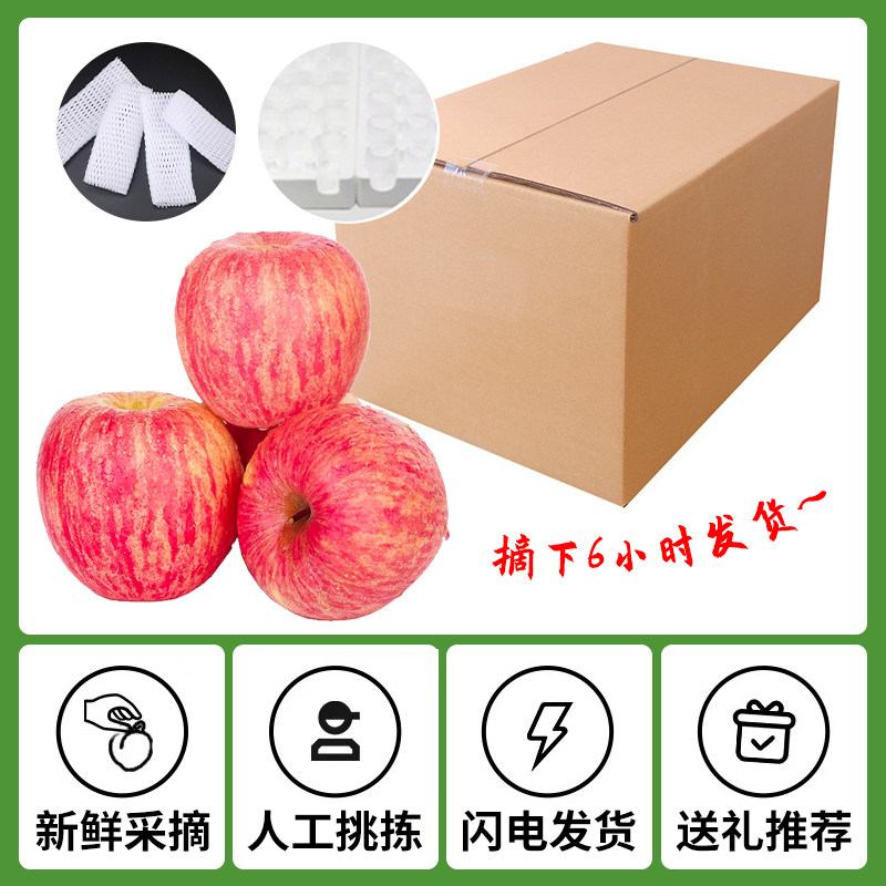 正宗陕西洛川新鲜9斤红富士整箱5 铂果苹果