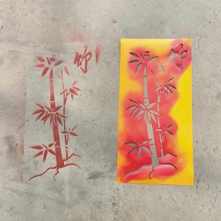 梅兰竹菊庭院装饰墙体喷漆图案漆墙镂空喷漆定制外墙面手工创意画,淘宝优惠券,粉丝福利购,淘宝优惠卷