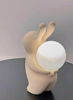 可爱兔子小夜灯拍拍灯卧室床头灯家居装饰摆件送女朋友情人节礼物