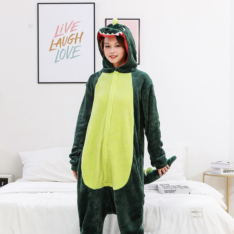 春秋成年男女绿恐龙冬天成人睡衣 彩酷云睡衣/家居服套装