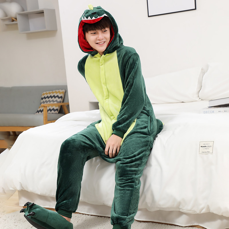春秋成年男女绿恐龙冬天成人睡衣 彩酷云睡衣/家居服套装