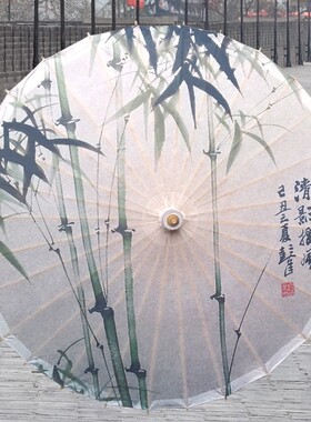 油纸伞走秀中国风伞水墨画竹