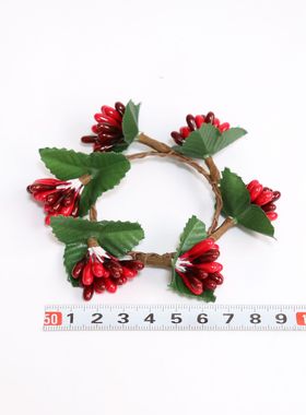 圣诞红果深红果子餐巾环餐巾圈 细烛台装饰蜡烛环仿真花mini花环