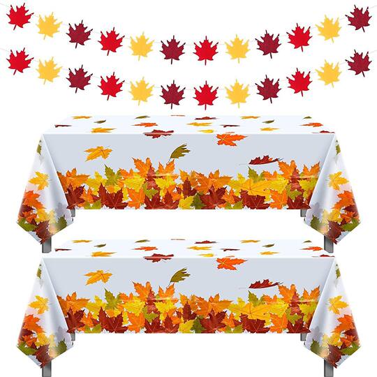 Thanksgiving Theme Party Supplies Turkey Pumpkin Maple Leaf Holiday Party Table Cloth One Time Tablecloth Decoration