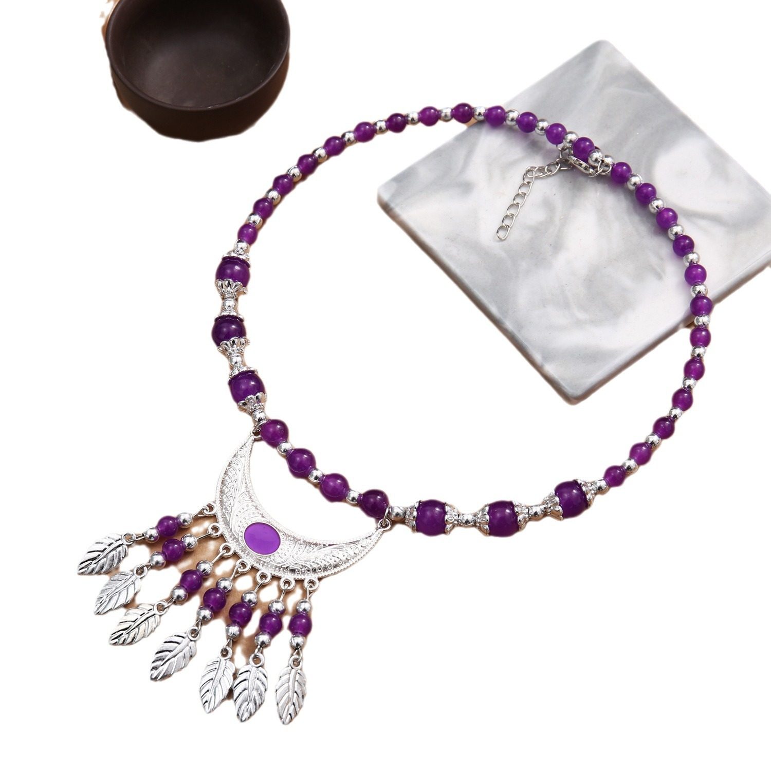 民族风彩色串珠滴油合金项链白族链条铃铛吊坠项圈头饰两用配饰女,淘宝优惠券,粉丝福利购,淘宝优惠卷