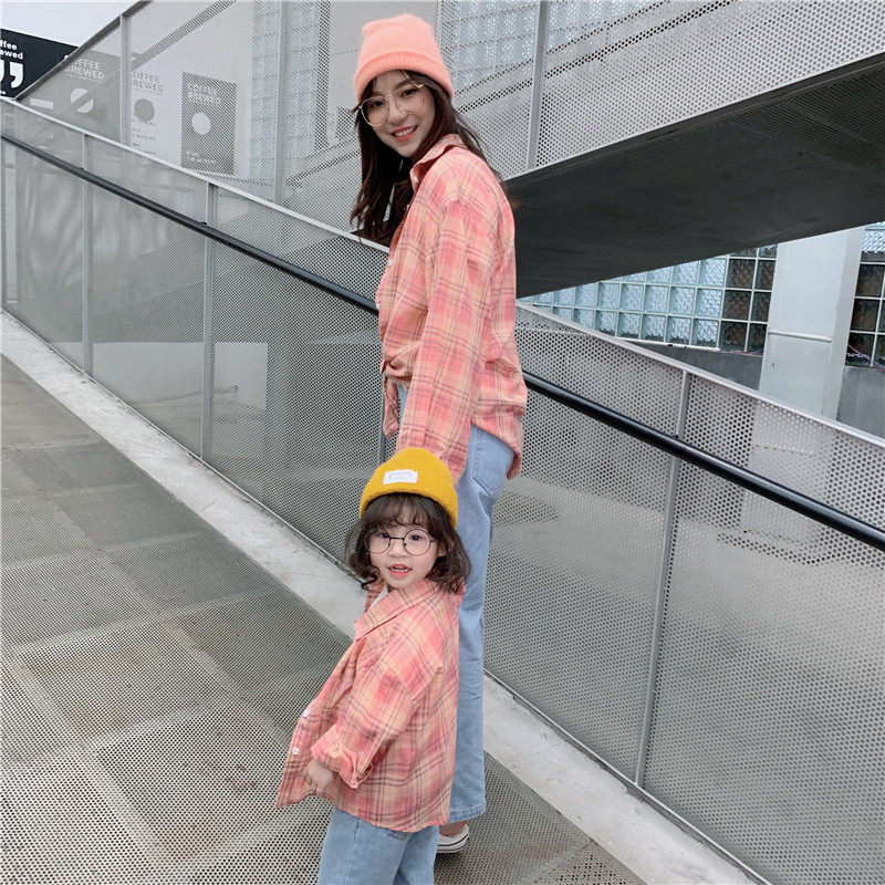 2020新款韩版亲子装母女春秋季衬衫 三叶四叶亲子装/亲子时装