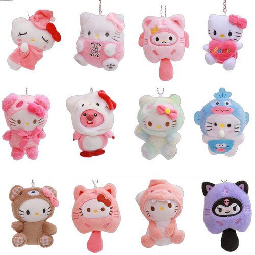 可爱毛绒KT猫玩偶公仔钥匙扣挂件玩具hellokitty书包卡通娃娃 - 图2