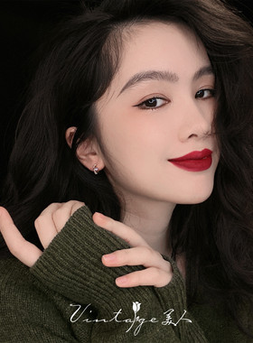 法式复古女精致蓝宝石耳钉耳环