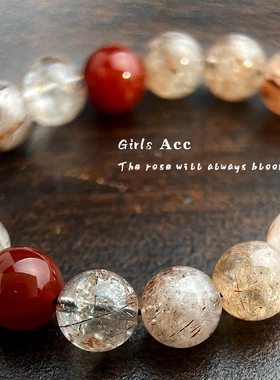 「锦鲤跃波」红发晶水晶手串个性手作玛瑙手链高级感新中式手饰品