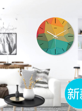 绚丽几何现代简约钟表客厅挂钟创意北欧静音个性卧室装饰时钟