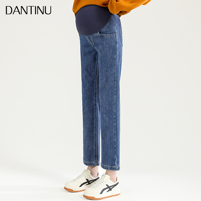 孕妇春季外穿小个子休闲窄版牛仔裤 丹媞奴孕妇直筒裤