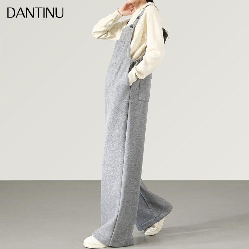 孕妇针织背带裤秋冬款2025新款冬季加绒加厚休闲宽松时尚大码套装 - 图2