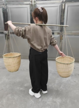 竹编小扁担竹箩筐舞蹈道具玩具