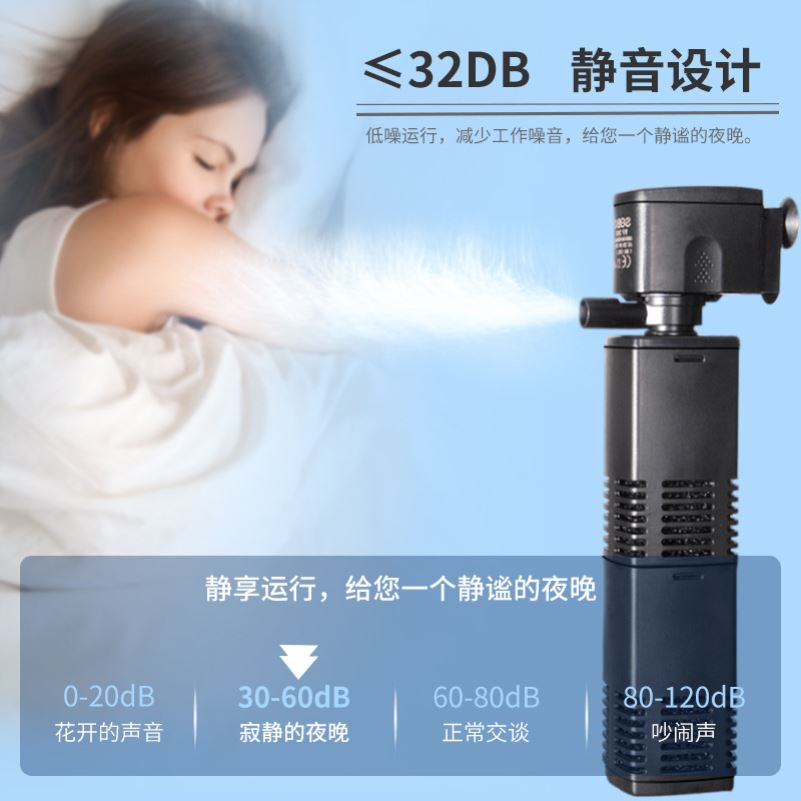 鱼缸过滤制氧一体机全自动款增氧过滤器三合一净水神器内置潜水泵