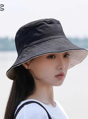 显脸小双面渔夫帽子女春秋款夏季