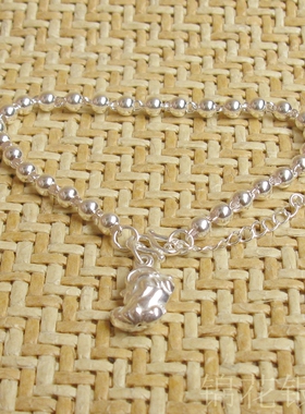 貔貅小圆珠纯银手链女999足银手链银珠子白银佛珠手链银饰品首饰
