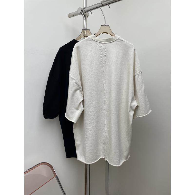 美式慵懒风V领七分袖松弛感不规则卷边针织T恤,淘宝优惠券,粉丝福利购,淘宝优惠卷