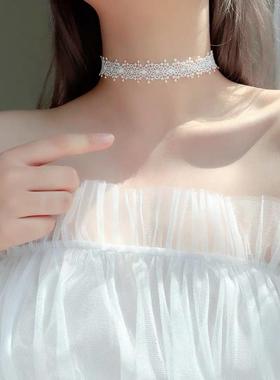 蕾丝项链项圈女颈带饰品锁骨链夏天季脖子配饰高级感脖颈链颈圈环