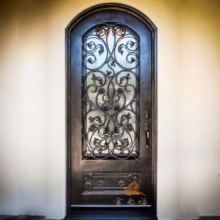 定制家用别墅铁艺单开入户门家用轻奢实心锻打镀膜玻璃防盗入户门