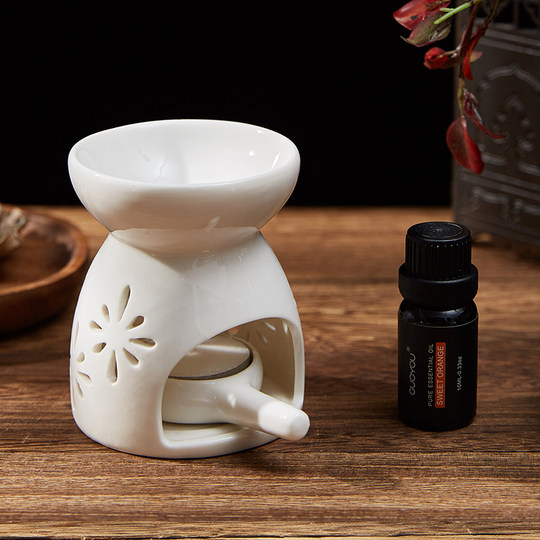 Pequeño horno de aromaterapia de cerámica, vela interior, lámpara de aromaterapia, horno de aromaterapia retro para el hogar, lámpara de aceite esencial antiseco para dormitorio