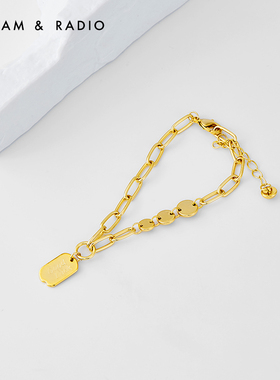 大气金属方牌圆片手链