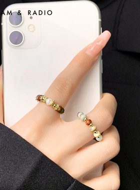 Dream＆Radio波西米亚串珠戒指女夏日石珠个性小众指环设计感高级