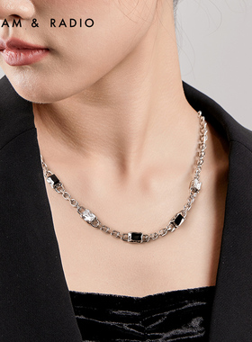 Dream＆Radio拼接项链女生嘻哈金属锁骨链情侣同款