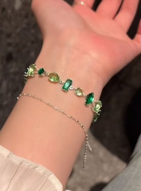 「绿野仙踪」爆闪绿色糖果闪钻手链森系小众高颜值小清新百搭手饰