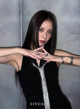 jisoo同款银色金属亮片领带女款choker时尚潮流领巾美式风配饰女