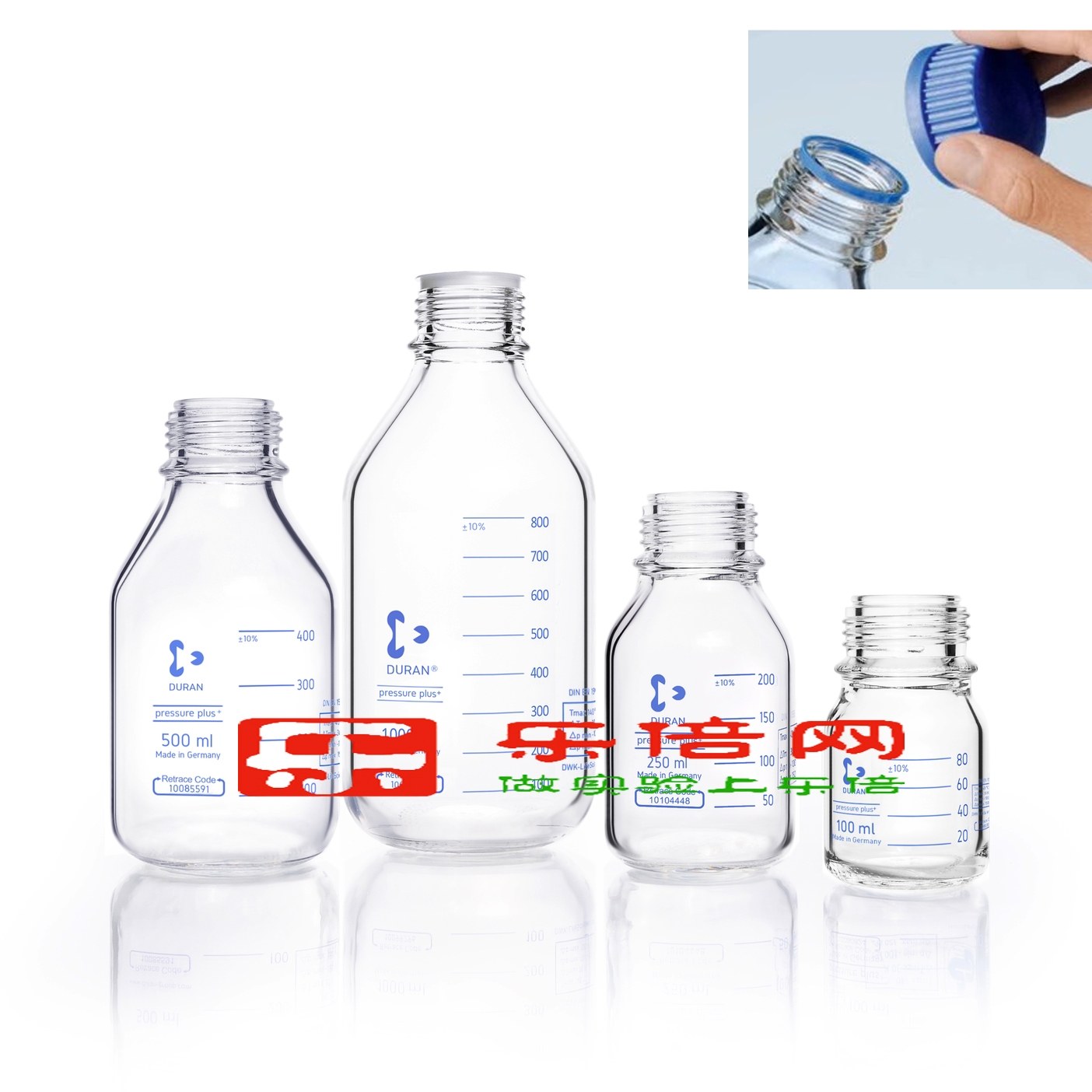 德国原装肖特DURAN耐压瓶子GL45透明玻璃Plus+试剂瓶耐负压采样瓶 - 图0