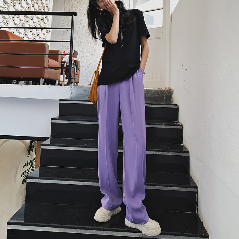 冰丝夏季高腰显瘦垂感休闲阔腿裤 韩恋希休闲裤