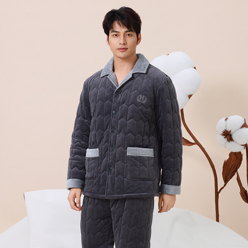 好波男士睡衣三层夹棉加厚家居服套装大码可外穿抗寒睡衣HJ24102,淘宝优惠券,粉丝福利购,淘宝优惠卷
