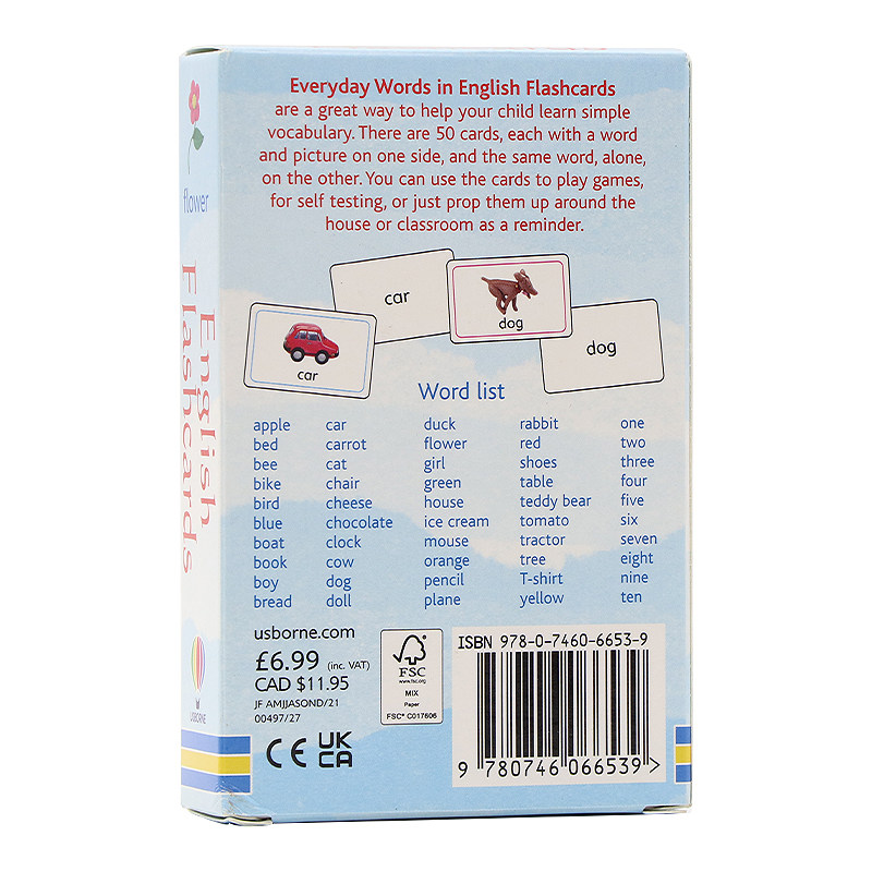 Usborne出品日常用语词卡英文原版盒装 Everyday Words Flashcards儿童英语单词启蒙词卡小学教辅读物尤斯伯恩出品_虎窝淘