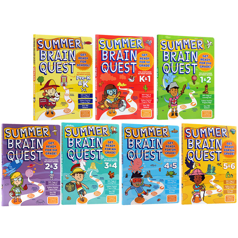 200元4件 大脑任务练习册 Summer Brain Quest workbook 英文原版全科/暑假练习册 美国小学英语教材获奖学龄前小学寒暑假教辅 - 图0
