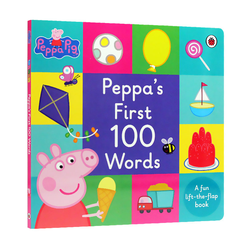 进口英文原版正版 小猪佩奇100个单词纸板书 Peppa Pig First 100 WordsWipe-Clean workbook 可重复擦写刷刷笔7册合售粉红猪小妹