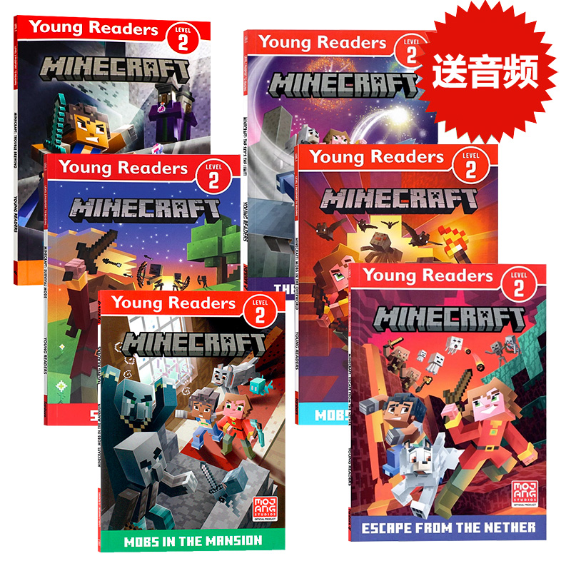 我的世界分级读物2级6册合售 进口英文原版绘本 Minecraft Young Readers Level 2 儿童冒险游戏故事书 小学生分级阅读 课外读物
