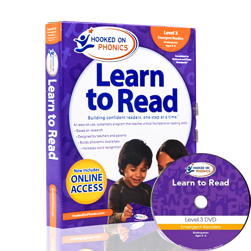 英文原版 Hooked on Phonics Learn to Read儿童自然拼读教材迷上语音系列level1-8合售 附DVD Pre-K Level 1儿童英语语音学习 - 图2