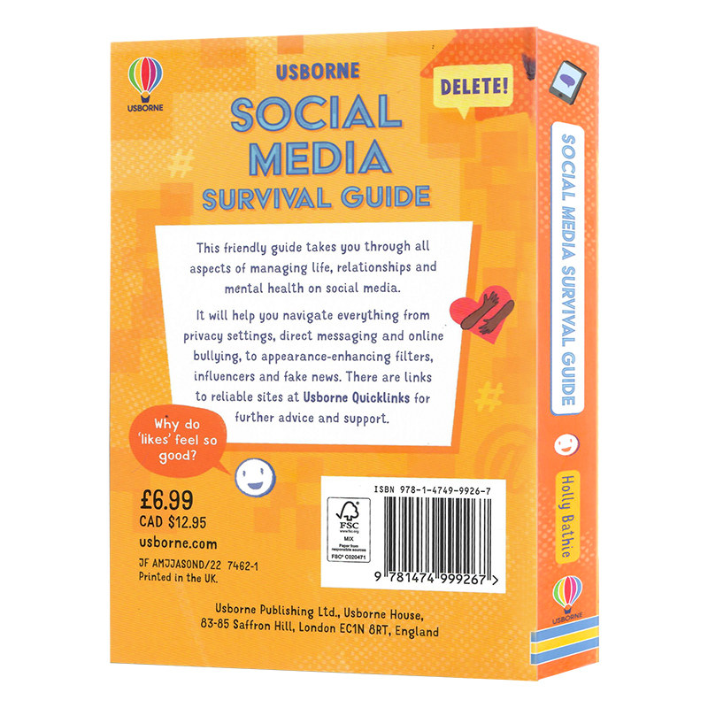 Usborne出品Social Media Survival Guide 写给小朋友的社交媒体生存指南英文原版 进口图书 儿童科普读物 知识百科图书