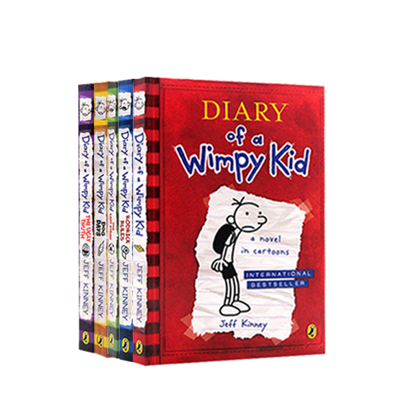 进口英文原版正版 5册合售 Diary of a Kid1-5小屁孩日记1-5儿童英语漫画课外读物哭包日记系列儿童文学章节书-图0