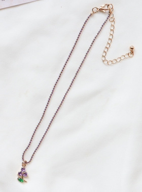 日韩风紫色花卉合金项圈锁骨链