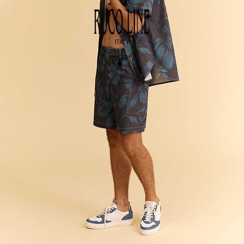 【新品】Ruco Line如卡莱25新款男短裤休闲裤植物印花直筒裤西裤,淘宝优惠券,粉丝福利购,淘宝优惠卷