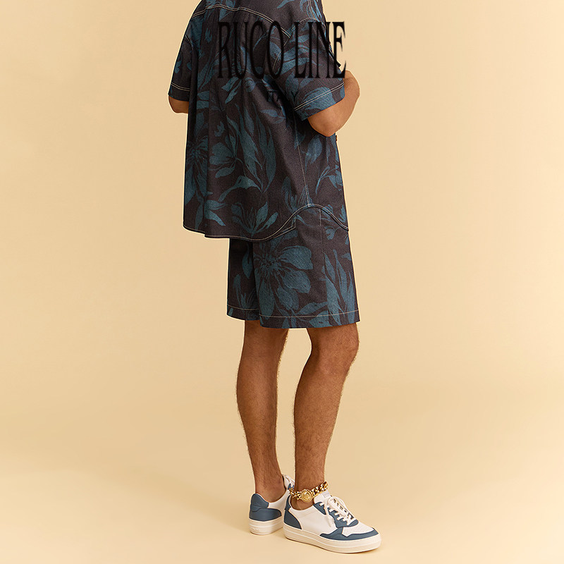 【新品】Ruco Line如卡莱25新款男短裤休闲裤植物印花直筒裤西裤,淘宝优惠券,粉丝福利购,淘宝优惠卷