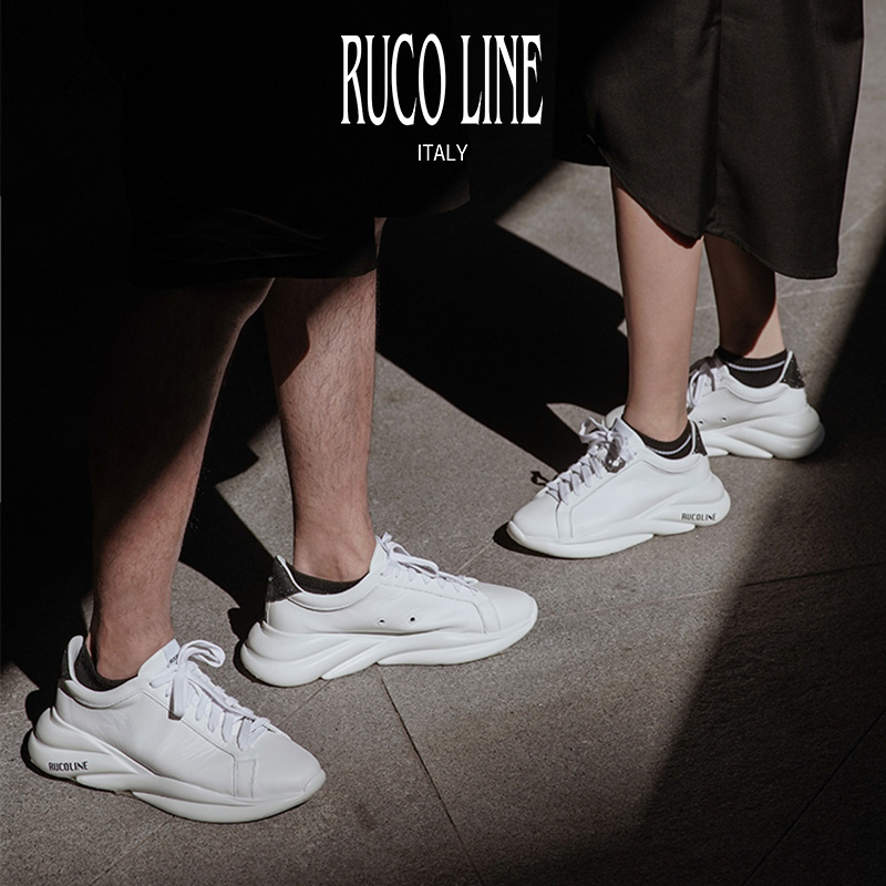 Ruco Line如卡莱意大利男鞋R-DESIGN系列牛皮革情侣白鞋商场同款