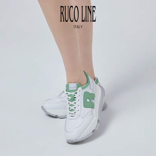 【品牌经典款】Ruco Line如卡莱牛皮小白鞋休闲百搭厚底7cm增高鞋 - 图0
