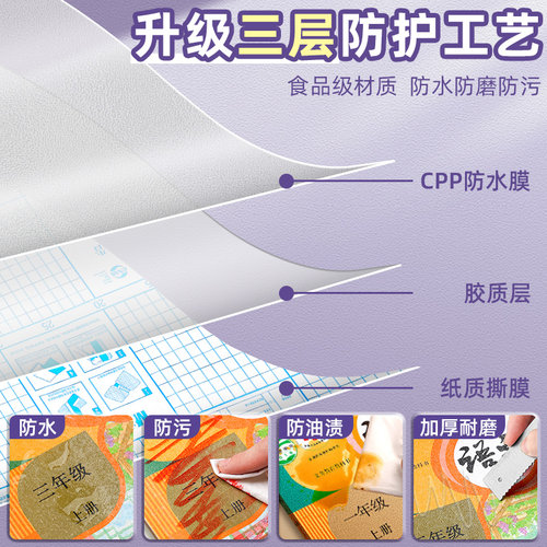 晨光书皮自粘透明磨砂包书皮贴纸书套包书皮纸书膜16K书本A4课本保护套书套书壳小学生一年级二三四年级上册 - 图1